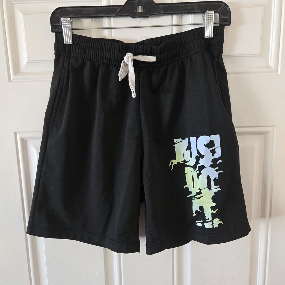 News Shorts Mens Small Black Graphic Drawstring Athletic Streetwear W29